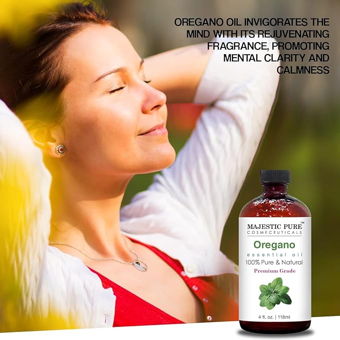 Majestic Pure Oregano Essential Oil with Glass Dropper - Huge 4 Fl Oz - 100% Pure and Natural Oregano Oil - Premium Grade Essential Oils for Diffuser, Aromatherapy, Soap and Candle Making - Bloomnest