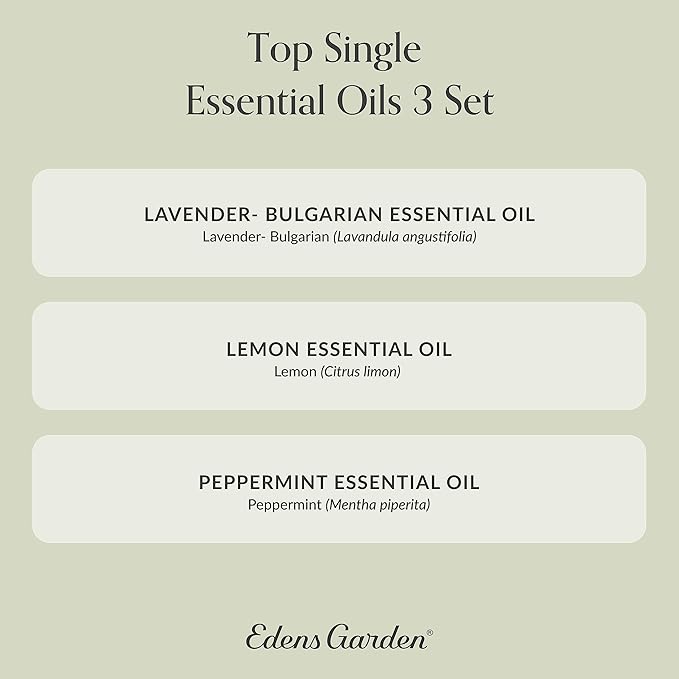Edens Garden Top Essential Oils 3 Set – 100% Pure Therapeutic Grade, Undiluted Aromatherapy Scents: Lavender, Peppermint & Eucalyptus Oil for Diffusers & Home – Natural Wellness Gift, 10 ml/ 3 Pack - Bloomnest