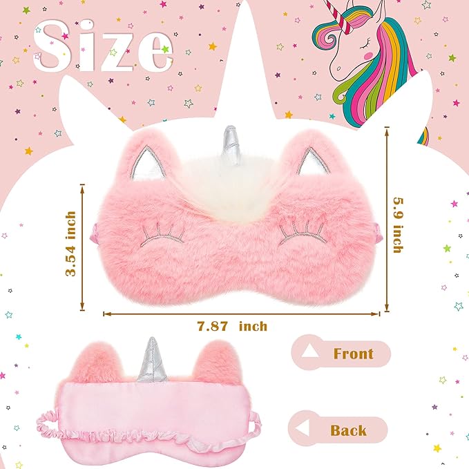 SATINIOR 8 Pcs Cute Sleep Masks for Kids, Unicorn Kids Eye Mask, Funny Soft Plush Blindfold Eyeshade Eye Covers in Assorted Colors Travel Nap Sleep Lunch Break Overnight Party for Child Girls - Bloomnest