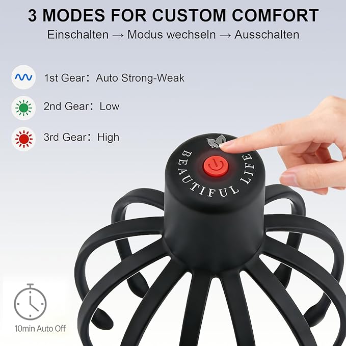 Electric Scalp Massager - 360° Rotation Head Massager with 3 Modes, Waterproof for Shower, Cordless Scalp & Hair Massager for Stress Relief, Hair Growth & Migraine Relaxation, Home & Travel Bloomnest