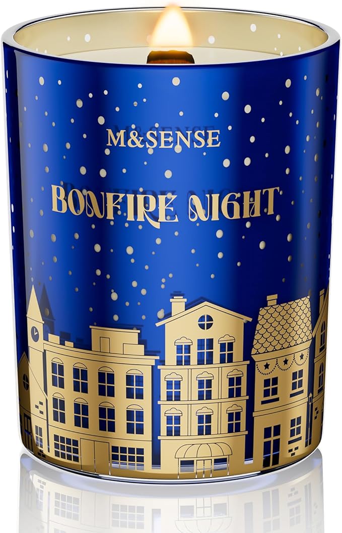 M&SENSE Bonfire Night Large Christmas Candles, 18oz 100 Hours Burn Soy Wax Non Toxic Holiday Candle for Home Scented, Winter Aromatherapy Gifts for Women Men, Cozy Christmas Decor - Bloomnest