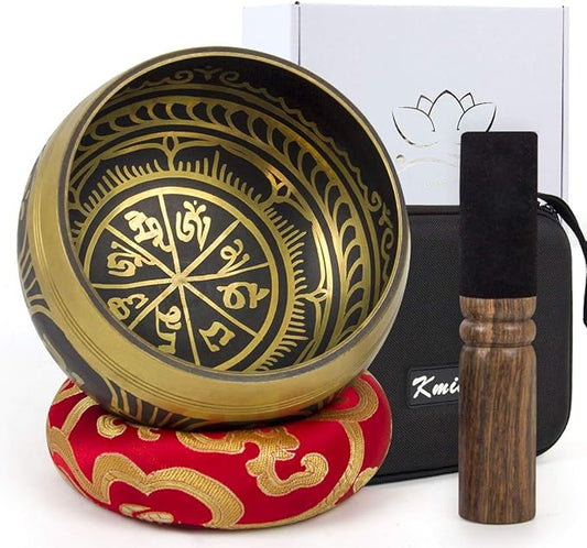 Tibetan Handcrafted Nepal Singing Bowl, 4.5 inch Master Healing Grade, Pure Tone Sound Art Bowls Meditation Accessories Set for Yoga, Chakra Healing, Mindfulness, Stress Relief, Self-Regulation Gift - Bloomnest
