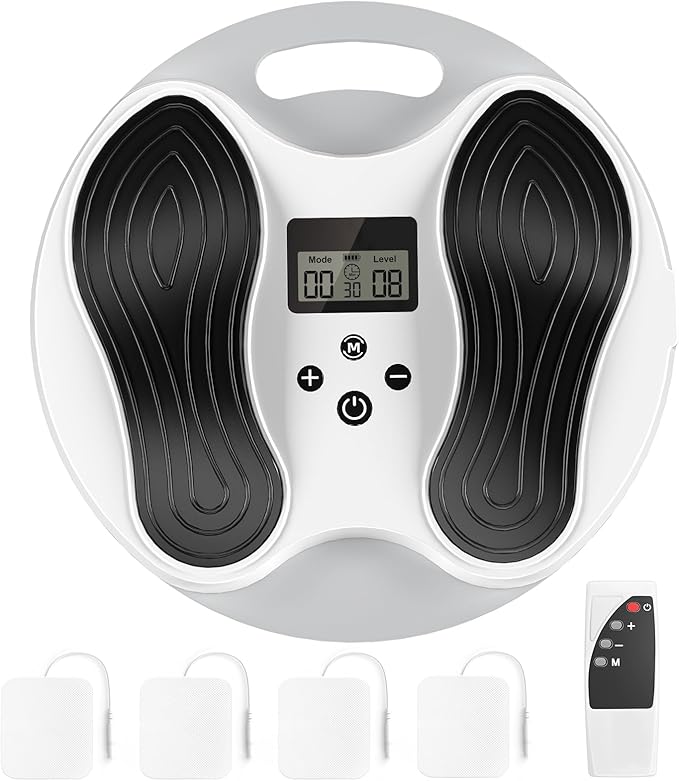 EMS Foot Massager for Neuropathy Relief, TENS Foot Nerve Circulation Stimulator for Pain Relief, Muscle Stimulator with 4 Body Pads, Relieves Swelling, Cramps, Plantar Fasciitis - Bloomnest