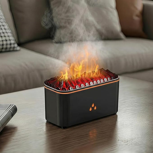 Essential Oil Diffuser, Flame Air Aromatherapy Diffuser, 7 Color Changing Light, Aromatherapy Humidifier with Auto Shut-Off for Home, Bedroom, Yoga, Spa(Black) - Bloomnest