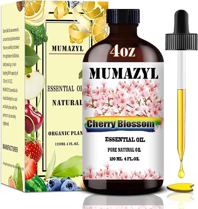 Cherry Blossom Essential Oil, Cherry Blossom Oil 4 Fl Oz 120ML for Diffuser Humidifier Yoga Cleaning DIY Candle Soap Making Essential Oils - Bloomnest