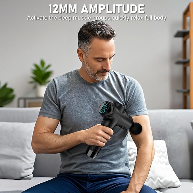 RAEMAO Massage Gun, Handheld Electric Deep Tissue Muscle Massager for Athletes for Pain Relief Attaching 8 Replacement Heads, Percussion Massager with 10 Speeds, Father's Day Gifts, Black - Bloomnest