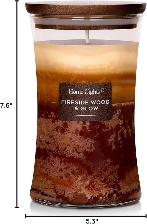HomeLights 3-Layer Candles for Home Scented, 21.52 OZ Natural Soy Wax Scented Candles Burns Up to 100 Hours, Large Jar, Fireside Wood & Glow - Bloomnest