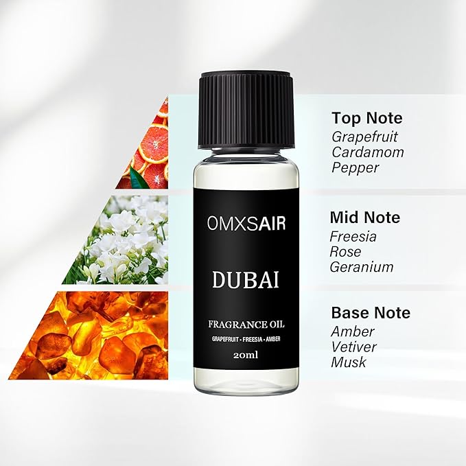 Luxury Hotel Scent Dubai Oil Diffuser Refill Kit | Long Lasting Essential Oil for Large Room, HVAC & Car Waterless Fragrance Diffusers| Nanotech Formula| Spa Calming Aromatherapy Oil (20ml/0.7FL oz) - Bloomnest