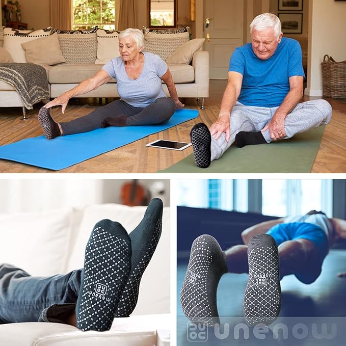 unenow Unisex Non Slip Grip Socks with Cushion for Yoga Pilates Barre Home & Hospital - Bloomnest