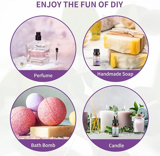 Sedbuwza Lavender Eucalyptus Essential Oil Set, Lavender Fragrance Oil Eucalyptus Scent Oil Set for Diffuser, Aromatherapy, Massage, Soap, Candle Making 2 x 10 ml Sedbuwza