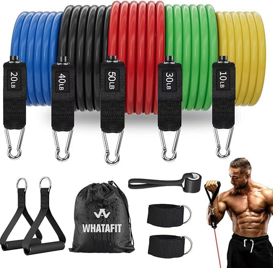 WHATAFIT Resistance Bands, Exercise Bands，Resistance Bands for Working Out, Work Out Bands with Handles for Men and Women Fitness, Strength Training Home Gym Equipment - Bloomnest