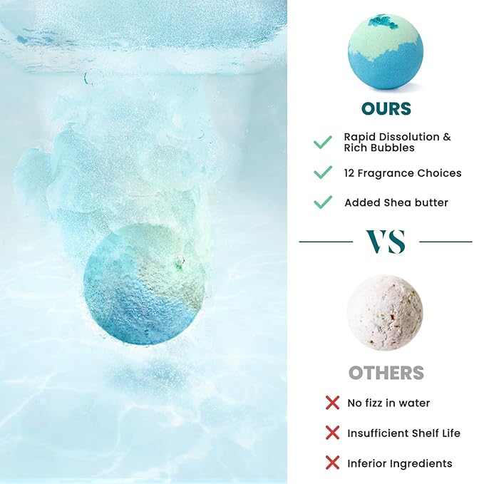 Bath Bombs for Women, 12pcs Handmade Natural Bath Bomb, Stocking Stuffers, Mothers Day Presents for Mom, Bath Bomb with Shea Butter, Valentines Day Gifts for Her and Him - Bloomnest
