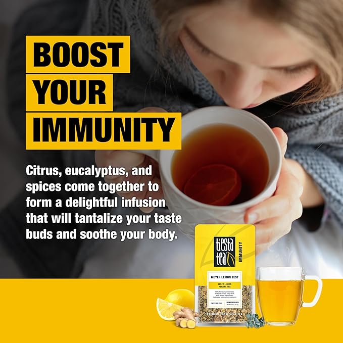 Tiesta Tea - Meyer Lemon Zest, Loose Leaf, Zesty Lemon Herbal Tea, Premium Caffeine-Free Blend, Makes Hot or Iced & Up to 25 Cups, 2oz Resealable Pouch - Bloomnest