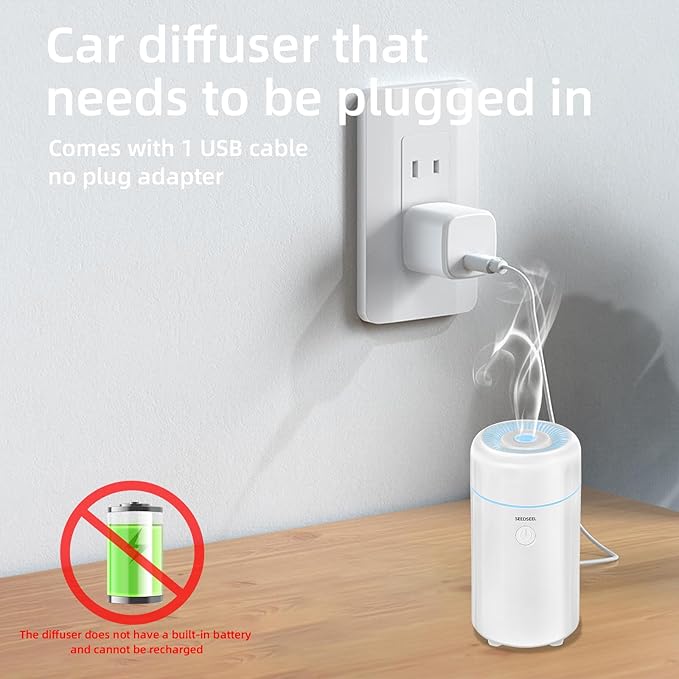 100ML Car Diffuser Humidifier, Cool Mist Air Essential Oil Diffuser with 7-LED Color Changing, Suitable for Car - Bloomnest