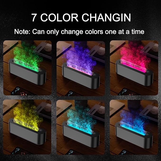 Colorful Flame Fire Diffuser Humidifier, 7 Colors Changing Oil Diffuser, Ultra-Quiet Aroma Essential Oils Aromatherapy Diffusers for Large Room, Bedroom, Office(Timeable, Waterless Auto off-150ml) - Bloomnest