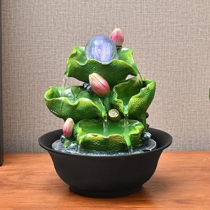 Tabletop Fountain House Decor Waterfall Fountain with Color-Changing LED Light for Office, Living Room, or Bedroom,Relaxing Indoor Tabletop Water Fountain(2813) - Bloomnest