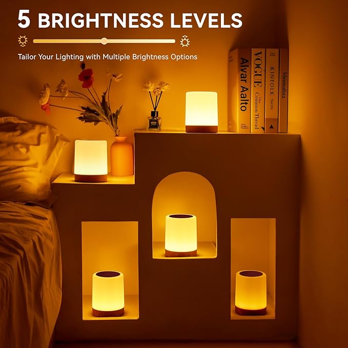 Auxmir LED Night Light Bedside Lamp Touch and Remote Control Dimmable Tabletop 13 Colors Changing 5 Brightness Adjustable Rechargeable Portable Lamp for Baby Kids Bedroom Living Room Outdoor Camping - Bloomnest
