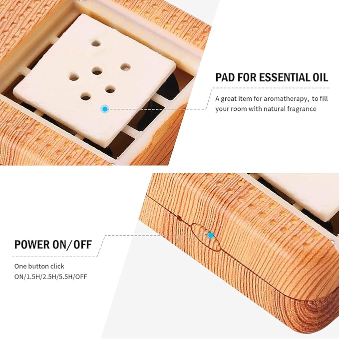 Weljoy Wood Grain Portable Diffuser for Essential Oils – Car or Travel, Mini Size, Quiet, Waterless, Re-Chargeable Battery or USB (Dark Brown) - Bloomnest