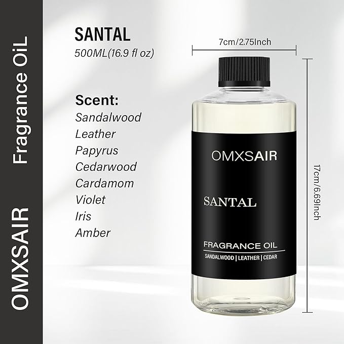 Hotel Scnet Diffuser Oil Santal 16.9Fl Oz(500ml) Value Size - Air Freshener Hotel&Car,Home- Luxury Essential Oils for Diffuser Refill - Bigger Bottle, Longer Lasting, Stronger Scent - Bloomnest