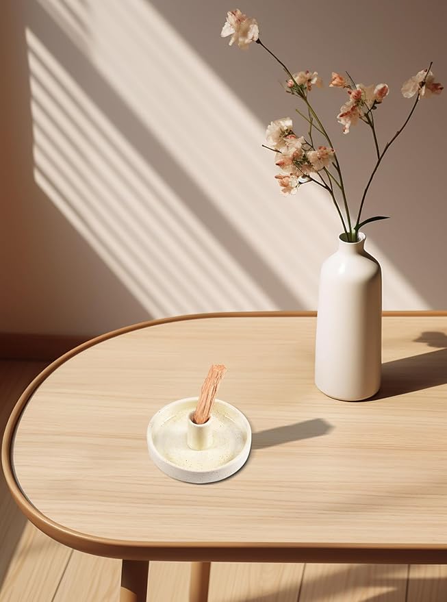 Palo Santo Holder, Ceramic Incense Burner for Palo Santo Wood or Scented Incense Stick, Beige Lestino
