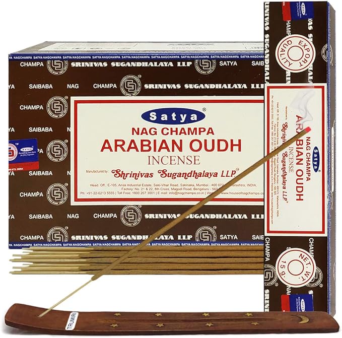Arabian Oudh Incense Sticks and Holder Bundle - Satya Incense - Bloomnest