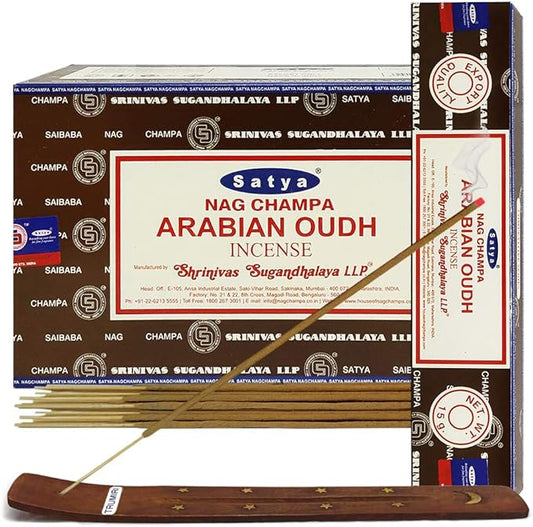 Arabian Oudh Incense Sticks and Holder Bundle - Satya Incense - Bloomnest