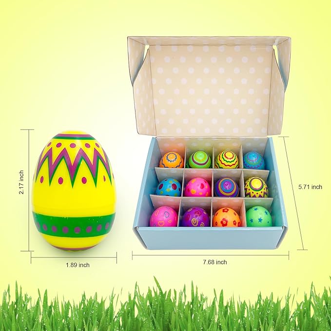 12 Pack Easter Egg Bath Bombs for Kids with Surprise Inside, Kids Bath Bombs for Easter Egg Hunt and Easter Basket Stuffers, Easter Bath Bombs for Kids