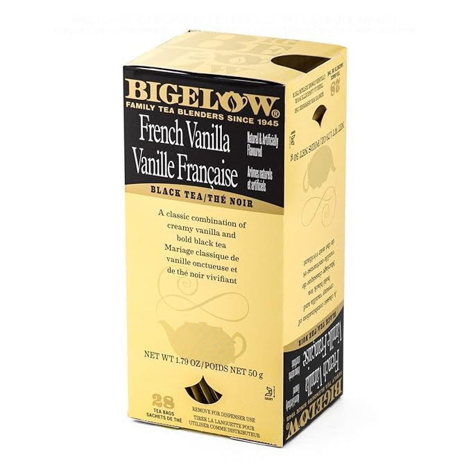 Bigelow French Vanilla Tea 28-Count Box (Pack of 1) Premium Black Tea Flavored with Vanilla Antioxidant-Rich Gluten-Free Full-Caffeine Tea - Bloomnest