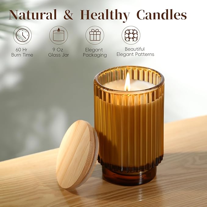 Apple Cinnamon Scented Candle Fall Candles, 70 Hours Long Burning Natural Soy Candle, Autumn Candle Gift, Luxury Candles Gifts for Women & Men, House Warming Gift - Bloomnest