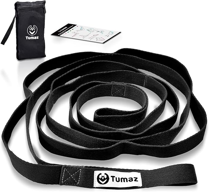 Tumaz Stretching Strap - 10 Loops & Non-Elastic Yoga Strap - The Perfect Home Workout Stretch Strap for Physical Therapy, Yoga, Pilates, Flexibility - [Extra Thick, Durable, Soft] - Bloomnest