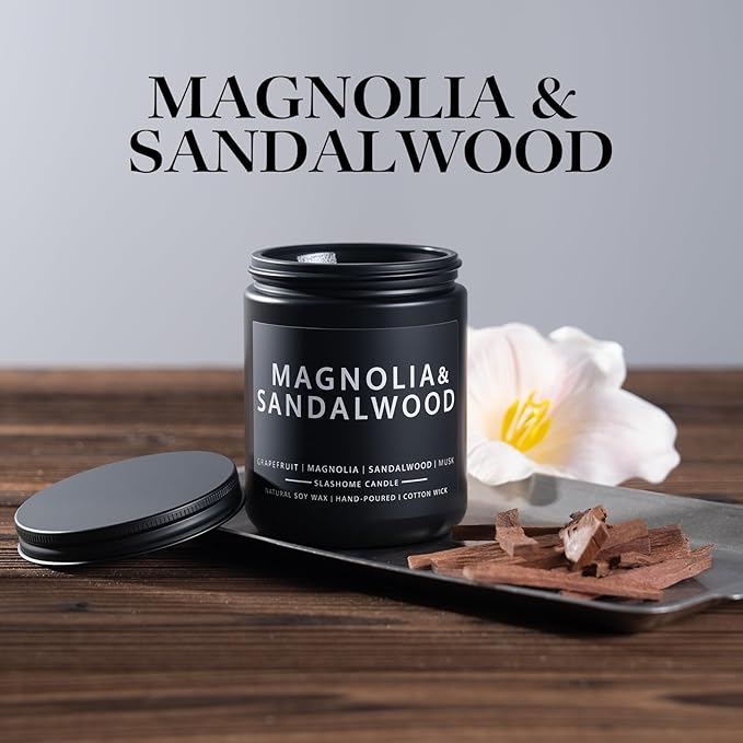 Candles for Men, Magnolia&Sandalwood Candle for Home Scented, 50+ Hour Lasting Candles, Soy Candle s Not Toxic, Perfect Gifts for Men-Birthday, Anniversary and Thanksgiving, etc., 7 Oz - Bloomnest