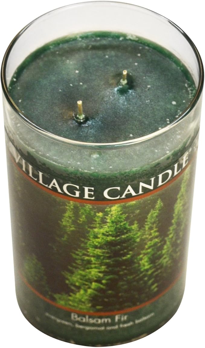 Village Candle Balsam Fir Large Tumbler Glass Jar, Scented Candle, Notes of Evergreen, Bergamot, and Fresh Balsam, 19 oz. - Bloomnest
