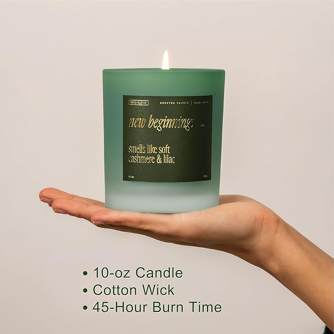 Benevolence LA New Beginnings Scented Candles | 10 oz, 40-50 Hour Burn, New Home Candle | House Warming Gifts for Women, Friends | Gift Idea for Promotion, Retirement - Notes of Cashmere & Lilac - Bloomnest
