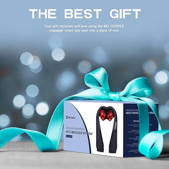 Mo Cuishle Shiatsu Back Shoulder and Neck Massager with Heat, Electric Deep Tissue 4D Kneading Massage, Best Gifts for Women Men Mom Dad, Fathers Day, Mothers Day, Christmas Gifts - Bloomnest