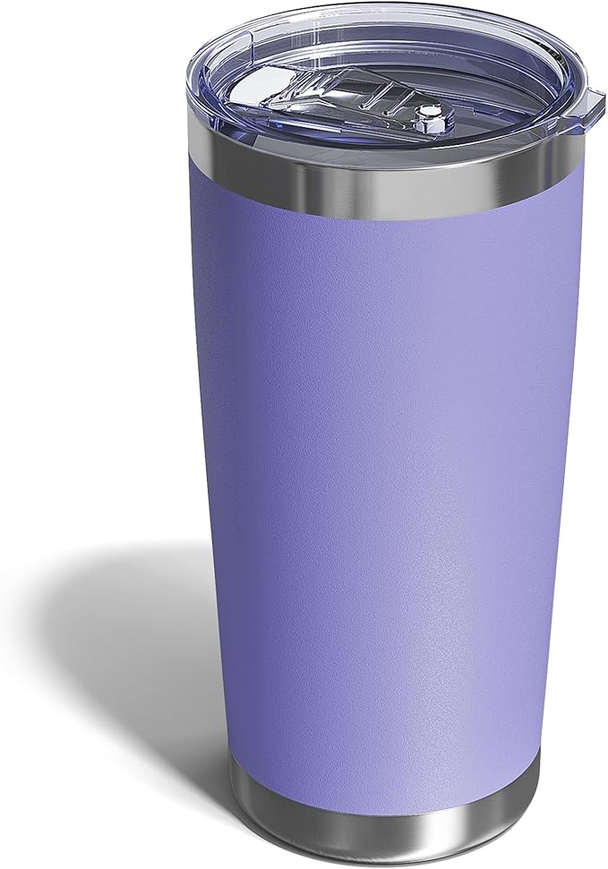 Travel Coffee Tumbler 20oz, 1 Pack Leakproof Travel Coffee Mug with Lid and Straw, Stainless Steel Double Wall Vacuum Insulated Tumbler for Hot/Iced Drinks (Textured Matte, Periwinkle) - Bloomnest