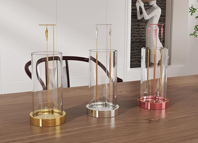 Incense Holder Ash Catcher - Upside Down Glass Incense Holder for Sticks, Reverse Inverted Anti Ash No Mess Insence-Stick Holder, Modern Metal Decorative Vertical Incense Burner, Rose Gold - Bloomnest