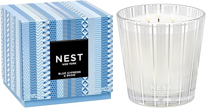 NEST New York Scented 3-Wick Candle, Blue Cypress & Snow - 21.2 oz - Up to 100-Hour Burn Time - Reusable Glass Vessel - Bloomnest