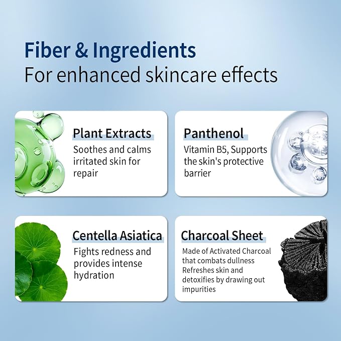 Soothing Face Sheet Mask (10 Sheets), Anti-Aging, Detoxifying & Moisturizing Face Mask for Sensitive Skin with Centella Asiatica, Vitamin B5, Glass Skin Face Mask for after Microneedling - Bloomnest