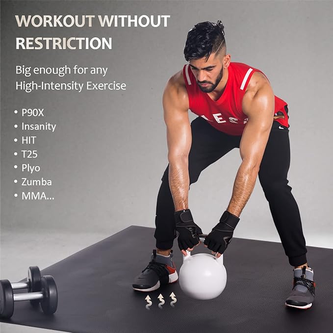 GXMMAT Large Exercise Mat 6'x4'/6'x5'/6'x6'(7mm), Thick Workout Mats for Home Gym Flooring, Extra Wide Non-Slip Durable Cardio Mat, Shoe Friendly, Perfect for Plyo, MMA, Jump Rope, Weights, Fitness - Bloomnest