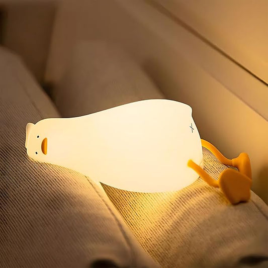 Lying Cute Duck Lamp Night Light for Kids,Cute Room Decor Silicone Duck Lamp for Baby,Night Lights for Baby Nursery,3-Colors USB Rechargeable Gift for Kids Boys and Girls Bedroom Decor - Bloomnest