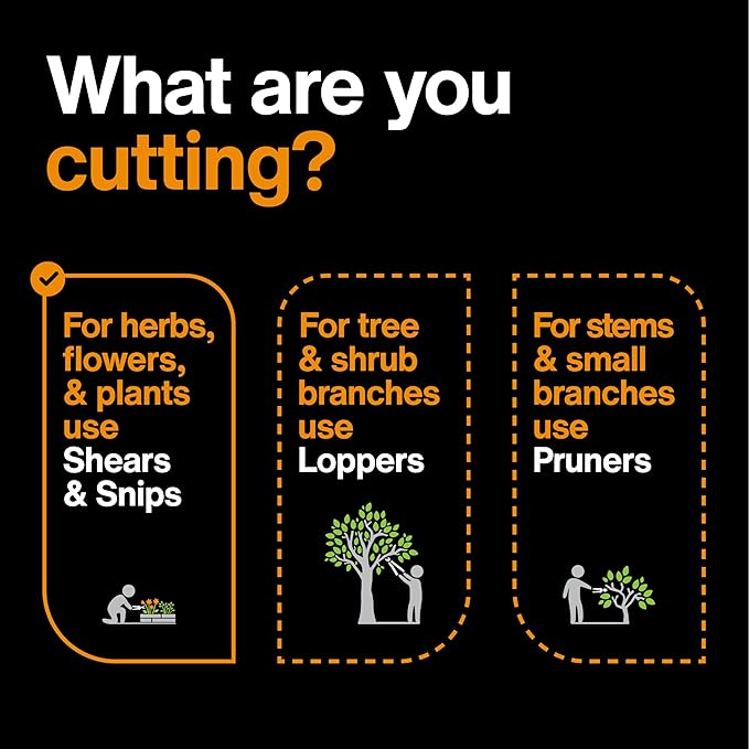 Fiskars Curved Micro-Tip Pruning Snips - 6" Garden Shears with Sheath and SoftGrip Handle - Yard and Garden Tools - Orange/Black - Bloomnest