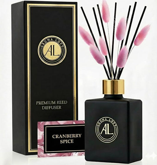 Black Reed Diffusers for Home | Premium Long-Lasting Fragrance Diffuser | Reed Diffuser Sticks in Oil Set | Smells Good in Bathroom & Office | Black, Spice Fragrance Oils Scent (5 oz) - Bloomnest