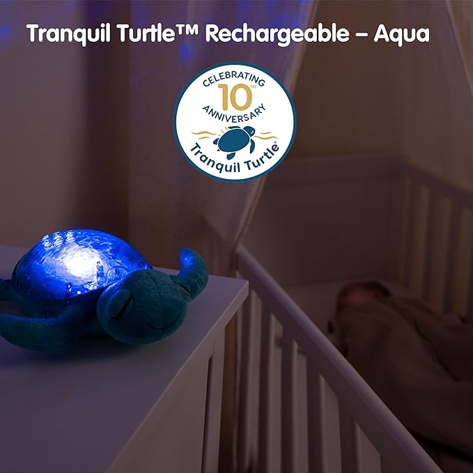 Cloud b Tranquil Turtle Aqua - White Noise Machine Baby, Baby Night Light & Portable White Noise Machine - Soothing Ocean Waves & Underwater Melodies, Cry Sensor, Rechargeable, Eco-Friendly - Bloomnest