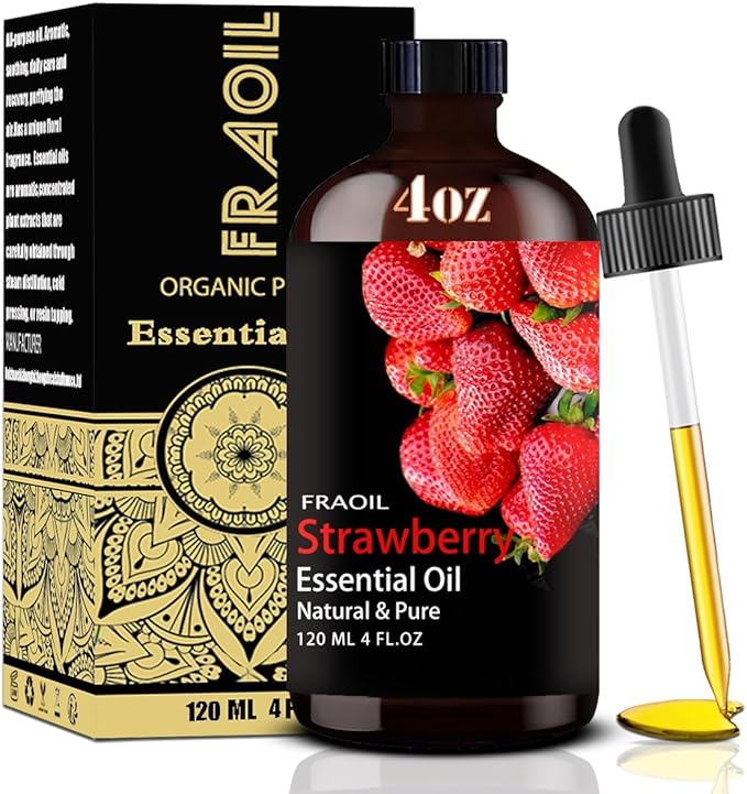 Strawberry Essential Oil, Strawberry Oil 4 Fl Oz 120ML for Diffuser Humidifier Yoga Cleaning DIY Candle Soap Making Perfume Gift for Women Essential Oils - Bloomnest