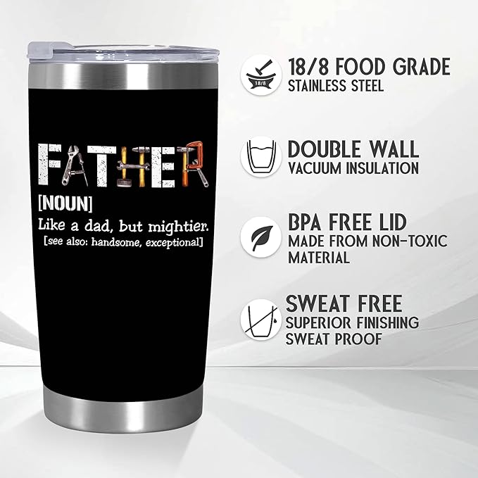TEEZWONDER Christmas Birthday Gifts for Dad from Daughter Son - Stainless Steel Insulated Coffee Tumbler with Lid 20 oz - Funny Gifts from Kids, Mens Birthday Gift Ideas - Bloomnest