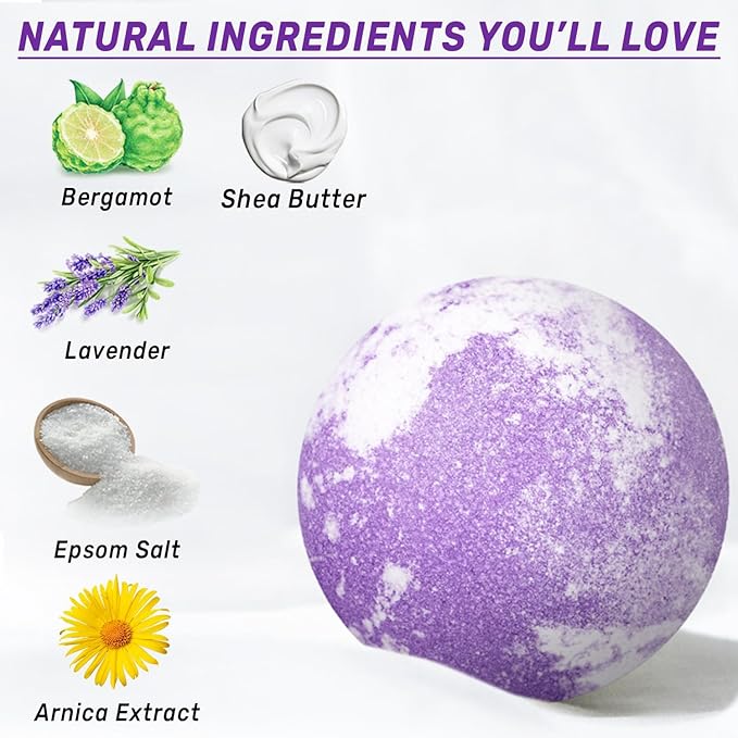 Arnica Bubble Bath Bombs Lavender Bergamot Essential Oils Luxurious Mega Foaming Bath Bombs for Dry Skin Nourishment Moisturizing Blissful Bath Gift - Bloomnest