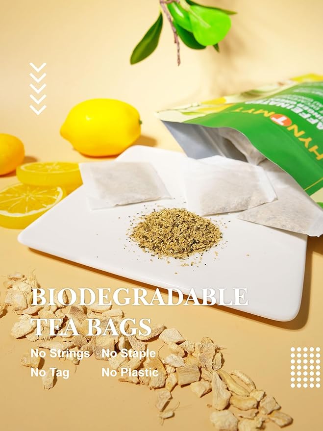 HYNTMYT Decaffeinated Lemon Ginger Green Tea Bags, CO₂ Decaf Green Tea with Lemon and Ginger, Refreshing and Revitalizing, 120 Count - Bloomnest