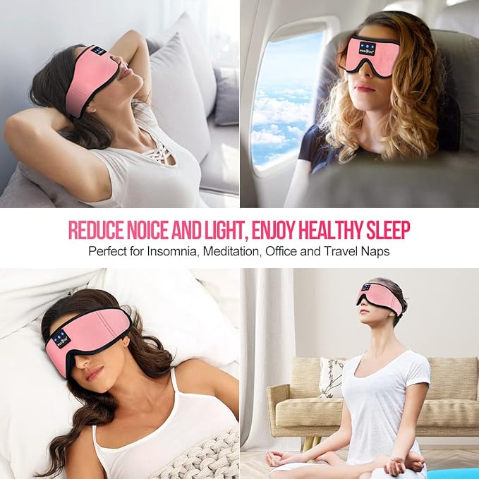 MUSICOZY Bluetooth 5.4 Sleep Headphones, Wireless Eye Mask Headband for Side Sleepers, Sleeping Mask with HD Stereo Sound, Cool Tech Gadgets for Women, Men, Air Travel, Unique Gifts - Bloomnest