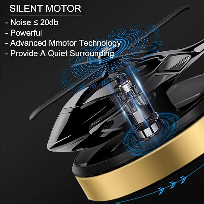 Upgraded AL Alloy Helicopter Aromatherapy Solar Rotating Air Freshener, Home and Car Interior Decoration Accessories (Gold) - Bloomnest