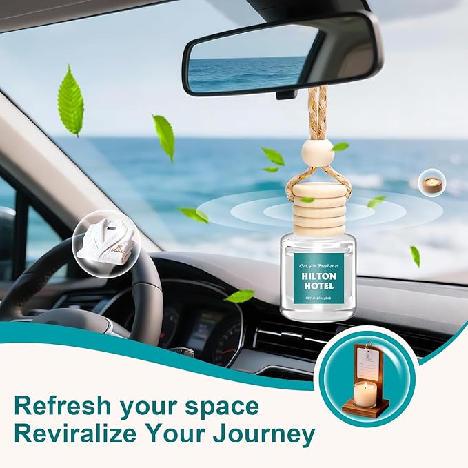 AROIC Premium Scent Car Air Freshener, 6 Pack Hotel Scent Collection Diffuser Set, Long Lasting Luxury Fragrance Essential Oil Aromatherapy, Hanging Air Freshener for Car Interior Accessories Unisex - Bloomnest